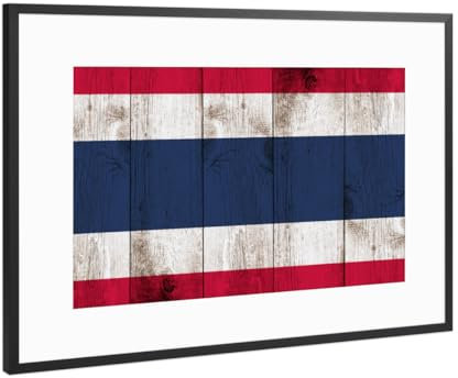 artboxONE Poster mit Rahmen Schwarz (Metallic) 75x50 cm Thailand National Flag von sommersbilder - gerahmtes Poster
