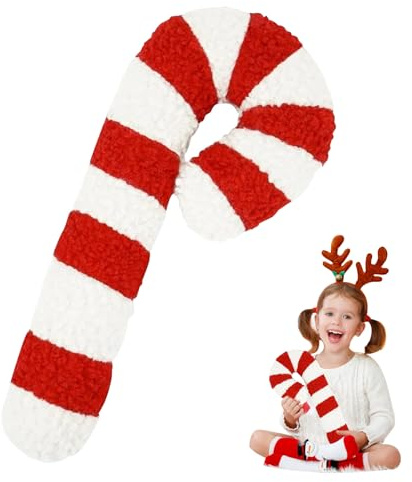 Weihnachts Zuckerstangen Kissen, Süßes Weihnachts Süßigkeits Überwurfkissen, Weiches Plüsch Kissen Zuckerstange, Christmas Pillow Geschenk für Freund, Dekorativ Für Zuhause
