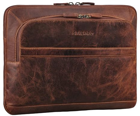 STILORD 'Haven' 2-en-1 Funda Portátil 14 Pulgadas Piel Vintage Bolso Portátil Ordenador MacBook y Tablet 12,7 Pulgadas Protectora Cuero Auténtico, Color:kara - cognac