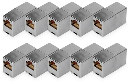 DIGITUS DN-93901 – RJ45 Kupplung Cat 5e – 10 Stück – LAN Kabel Verlängerung – Cat5e Netzwerkkabel Verbinder – PoE Kompatibel – Modulare Kupplung – Für Switch, DSL, Modem, Router, PC – Silber