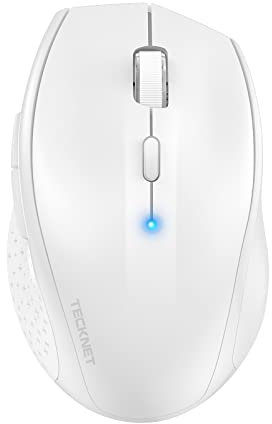 TECKNET Bluetooth Maus, 3200 DPI Kabellose Maus, 24 Monate Batterielebensdauer, Maus kabellos Bluetooth Mouse 6 Verstellbare DPI Level, Funk Maus mit Batterieanzeige für PC Mac - Weiß