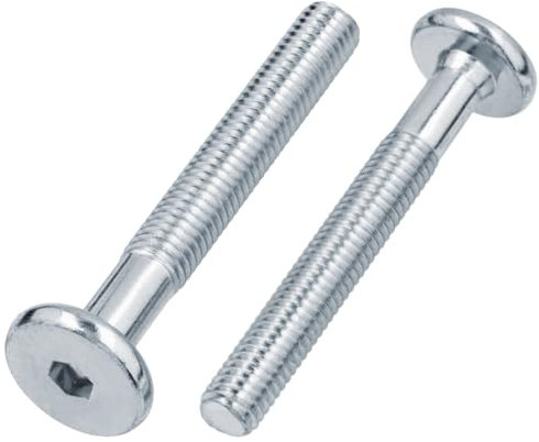 Lot de 10 vis à tête plate avec six pans creux M6 x 55 pour meubles, connecteurs de meubles, tête plate