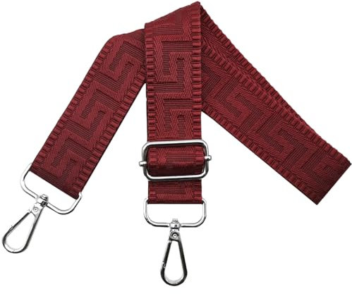 Schultergurt für Tasche Taschengurte zum Wechseln, Verstellbar Taschengurt Breit 3.8cm mit Silber Karabiner - Taschenband Schulterriemen Tragegurt für Handtaschen Damen, Rein weinrot, K18