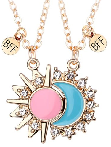 GNHG 1 Paar freundschaftsketten, bff ketten, Sonne- und Mond-Halskette, Geschenk für Mädchen, Geschenke für Paare