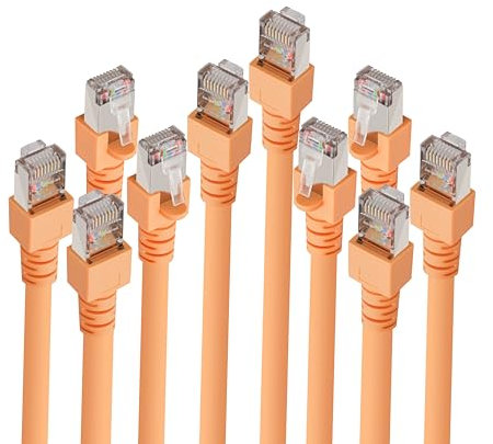 BIGtec 5 Stück LAN Kabel 1,5m Patchkabel SF/UTP doppelt geschirmt Ethernet Netzwerkkabel gelb