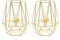 MoYouno Metal Tea Light Holder Set, 2Pcs Hollow Iron Decorative Candle Lanterns Holder, Home Ornament for Living Room, Wedding, Party (Gold-01)