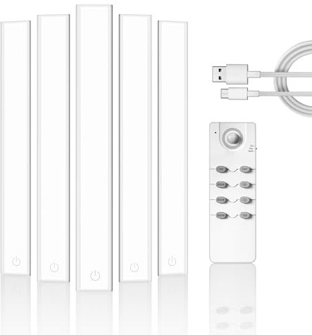 MEKKLEON Schrankbeleuchtung kabellos,Unterbauleuchte küche led mit fernbedienung,dimmbare Untertischbeleuchtung mit Bewegungssensor, Schranklicht Lichtleiste USB für Vitrinenbeleuchtung(5, 30cm)