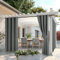 MIULEE Outdoor Vorhang 2 Stücke Outdoorvorhänge Wetterfest mit Ösen, Blickdicht Sonnenschutz Wasserdicht Outdoor Außen Gardine für Garten Terrasse Pavillon Veranda Balkon B 132 x H 245 cm Grau