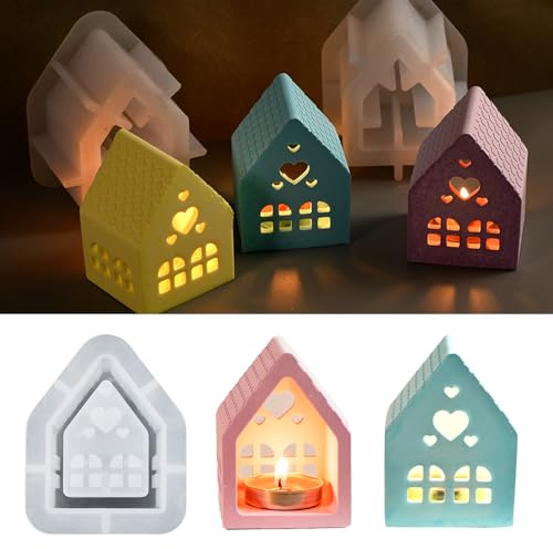 Silikonformen Gießformen Häuser, Silikonformen Gießformen Weihnachten, Silikonform Weihnachten, 3D Silikonforms Haus,DIY Silikonforms Kerzenhalter Gießform Kerzenhalter Giessformen Silikon Gießformens