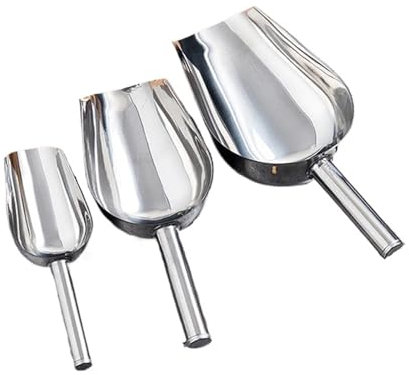 OZZXYC Cuchara de Hielo de Acero Inoxidable for Bar, Pub, hogar, Cocina, Cubitos de Hielo, Especias, azúcar, harina, Nuez, utensilio de Cocina, Pala Redonda, 1 Uds.(1Pcs 9 Inch)