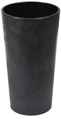 Tymar Macetero alto interior, macetero grande, maceta (hormigón negro; diámetro de 25 cm)