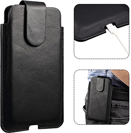 Handy Gürteltasche Herren mit Gürtelclip Schwarz, Handytasche Herren Klein, 7.2 Vertikale Mini Gürteltasche mit Clip Universel Ledertasche Bauchtasche Hüfttasche Bauchtasche Smartphone Brieftasche