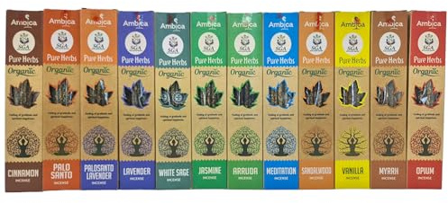 Incienso Natural Sin Tóxicos - Pack Surtido de 6 Aromas Diferentes - Aromas Relajantes como Lavanda, Sándalo, Palo Santo y Más - Ideal para Yoga, Meditación y Bienestar (V)