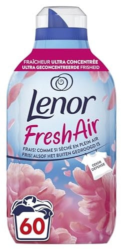 Lenor Fresh Air Adoucissant Jardins en Fleurs, 60 Lavages (840ml), Fraîcheur Ultra Concentrée, Technologie SolarDry pour Effet Séchage Plein Air, Protection Anti-Odeurs, Bouteille en Plastique Recyclé