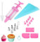 24 Piece Set Icing Piping Kit, Cake Piping Kit, Piping Nozzles, Piping Kit, Cake Decorating Kit, Piping Bags Reusable, for DIY Cake Cupcake Decorating, Piping Icing Syringe Set for Cupcake