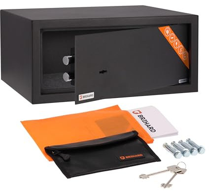 Brihard Laptop Key Lock Safe 20x43x35cm with Fireproof Money Bag, Computer Lockable Safe Box 27L, Home Safe for Laptop, Money &Jewellery, Documents A4