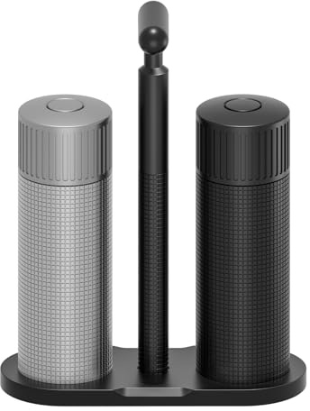Luvan Salt and Pepper Grinder Set, Aluminum Alloy Pepper Mill with Adjustable Coarseness, Ceramic Grinding Core for Salt & Stainless Steel for Pepper, with Compact Stand for Kitchen, Tabletop, Gifts