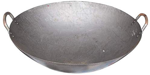 JYBNBBE Woks, marmite en Fer de Style Chinois, marmite en Fer à lumière binaurale, poêle en Fer Ordinaire à Fond Rond Extra Large, B 46 cm,E 60cm