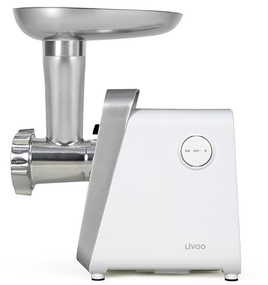 Livoo - Hachoir à viande DOP257W - 350W, 3 grilles de hachage, 1,5kg/min, Blanc