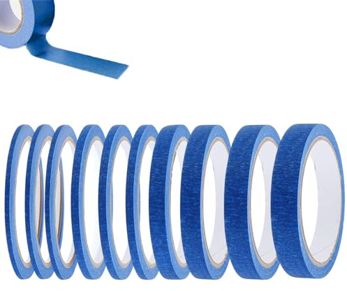 Rbleote Masking Tape 10 Rollen 3/5/10/12/15/20 Mm X 20m Blau Maskierband Für Auto Schule Büro Heimwerkerprojekte Dekorieren