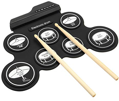 Portable Roll Up Drum Pad Kit with Built-in Speaker Drum Pedals Drumsticks 3