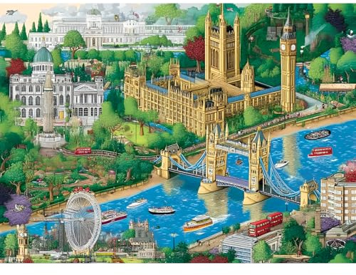 500 Piece Puzzle for Adult,Charming England Puzzle for Adults Seniors,Colorful London City View Jigsaw Puzzle 500 Piece,nterlock Perfectly Frameable,Challenging Family Game Gifts for Friends,20.5*15In