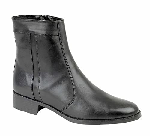 Scimitar Mens Fashion Leather Zip Boots - Black Leather, Mens UK 8/EU 42