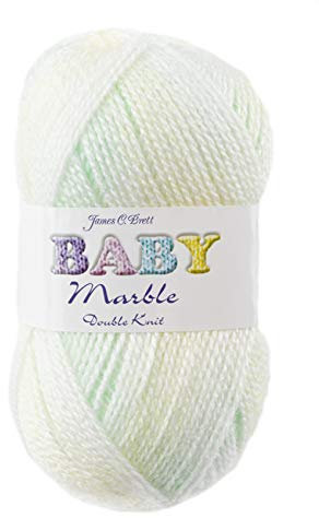 James Brett Baby Marble DK Knitting Yarn Soft Double Knit Wool 100g Ball (Lemon Green & White - BM4)