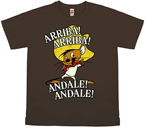 Logoshirt®️ Looney Tunes Speedy Gonzales Vintage T-Shirt Print Herren & Damen I Braun, Größe L