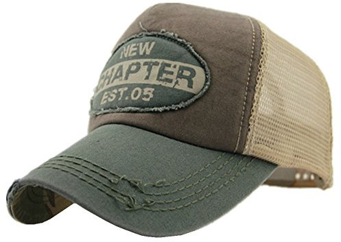 Decentron Mens Vintage Mesh Trucker Hat Outdoor Adjustable Snapback Baseball Cap Sun Protection Cap Army Green(Size: OS(21.5inch-23.6inch))