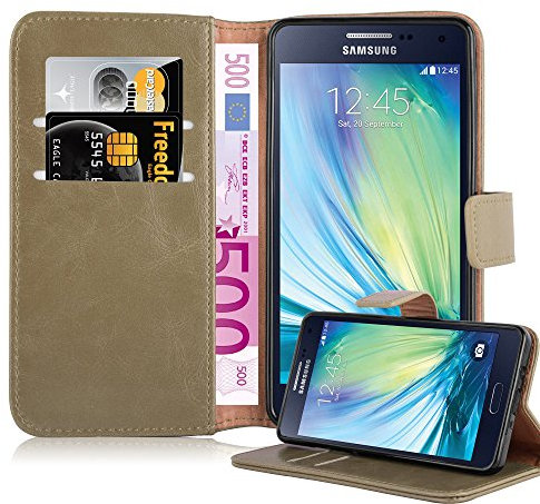 Cadorabo Hülle kompatibel mit Samsung Galaxy A5 2015 aus Premium Kunst Leder Flip Klappbare Stoßfeste Magnetische [Standfunktion] [Kartenfächern] Cover Hülle für Galaxy A5 2015 Tasche in Braun
