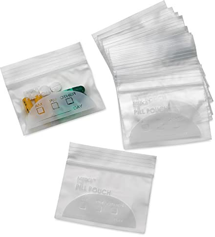 Pillenbeutel, Wiederverwendbare Plastik Pillen Organisator Tüten, Größe 7,5 x 5 cm, 3 ml (100er Pack)