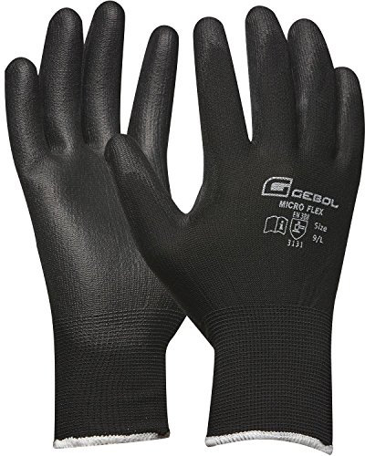 Arbeitshandschuh MICRO FLEX | Größe 8 (M) | schwarz | Feinstrick mit PU-Beschichtung | 1 Paar