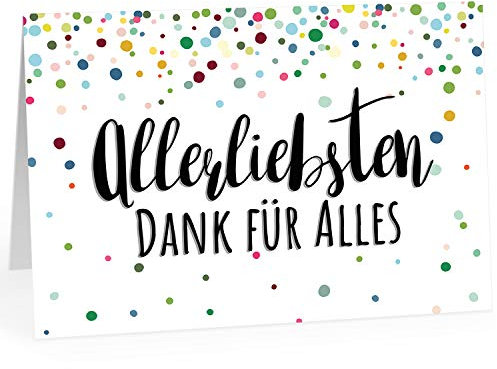 XXL Dankeskarte (A4) | Konfetti Look bunt | mit Umschlag | edle und hochwertige Klappkarte | Als Dankeschön | Große Karte um Danke zu sagen | Maxi Danksagung | Karte | Überformat