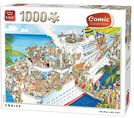 King 55888 Comic Cartoon Cruise Puzzle 1000 Teile, Mehrfarbig, 68x49 cm