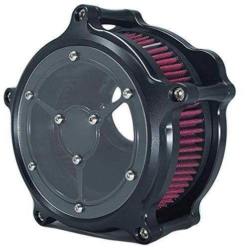 Filtro Aria Moto Air Cleaner Clarity See Through Intake System Filtro Kit Cnc Black per Harley davidson Sportster XL 883 XL 1200 2007-2018 Fitment -(DESIGN A - Rosso)