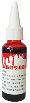 Lurrose 1 bouteille 50 ml halloween faux sang comestible artificiel plasma visage peinture pour le corps maquillage sang pour le cosplay halloween zombie blessé