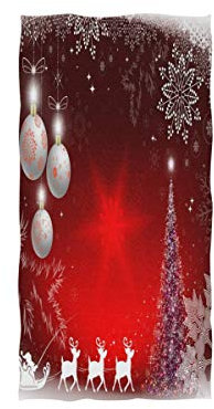 Mnsruu Weihnachts-Handtuch mit Hirschmotiv, Schneeflocke, Kugelbaum, weich, für Bad, Hotel, Spa, Fitnessstudio, Sport, 76 x 38 cm