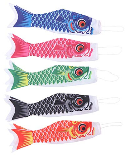 DOITOOL 5 Pezzi Giapponese Carpa windsock Streamer Pesce Bandiera Aquilone Koinobori Appeso Arredamento per Sushi Bar Giapponese izakaya Room 40cm