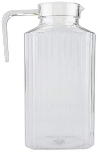Bouteille d'eau - Delaman Acrylique Transparent Jus Bouteille Rayé Eau Glace Froid Jus Pichet avec Couvercle pour Bar Maison 1 PC(1800ml)
