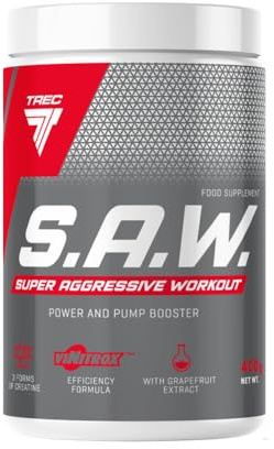 TREC Nutrition S.A.W Pump Supplement - Boost Performance with Amino Acids, Arginine, Citrulline, Beta Alanine, and More - 400g - Energize Your Workouts - Wildberry