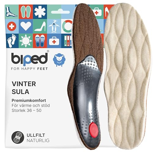 biped Winter Fußbett mit echter Lammwolle - Orthopädische Einlegesohlen mit Fußgewölbestütze, Pelotte und Fersenpolster – Wellness Schuheinlagen ideal bei Fußbeschwerden z1715