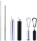Wolfteeth 2 Pack Pailles Métalliques Télescopiques Réutilisables, Paille à Boire Pliante en Acier Inoxydable Pliable avec étui en métal portable, Brosse de nettoyage télescopique, Noir et Argent 2501