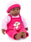 Bayer Design 94001AI Funktionspuppe, Babypuppe interaktiv, sprechend, weicher Körper, 40 cm, dunkelhäutig, Rosa