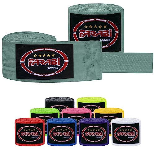 Farabi Sports Kinder Boxing Bandage 2,5 Meter lang boxbandagen - Box Bandages mit Paar für MMA, Muay Thai, Training, Kickboxen und Kampfsport (Grey)