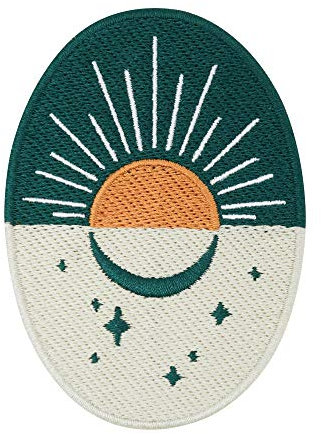 Finally Home Soul of The Moon Collection: Sonnenaufgang Patch zum Aufbügeln | Mond, Sonne Patches, Sterne Bügelflicken, Retro Flicken, Aufnäher für Erwachsene