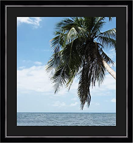 RK Cadres Bilderrahmen mit Passepartout Schwarz für EIN Bild 46x61 oder 61 x 46 cm Rahmen Schwarz mit silbernem Faden, 3.4 cm Breiten Holzleisten, Holzrahmen