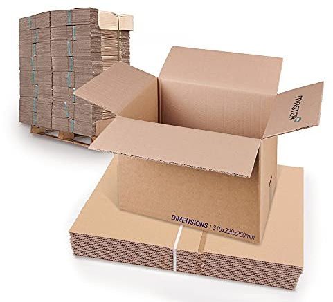 Master'in Caisse carton double cannelure - Brune - 310x220x250mm - 8 lots de 15 caisses