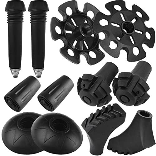 Walking Stöcke Gummipuffer Alpenstock Ersatzfüße 12 Stück Wanderstöcke Trekkingstöcke Gummi Ersatzkappen Walking Pads im Verschiedenen Formen für Asphalt Kies Gebirge und weiche Untergründe