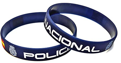 Pulsera de Goma de Silicona Gruesa con diseño de Policía Nacional con Escudo y Bandera - 1 Unidad